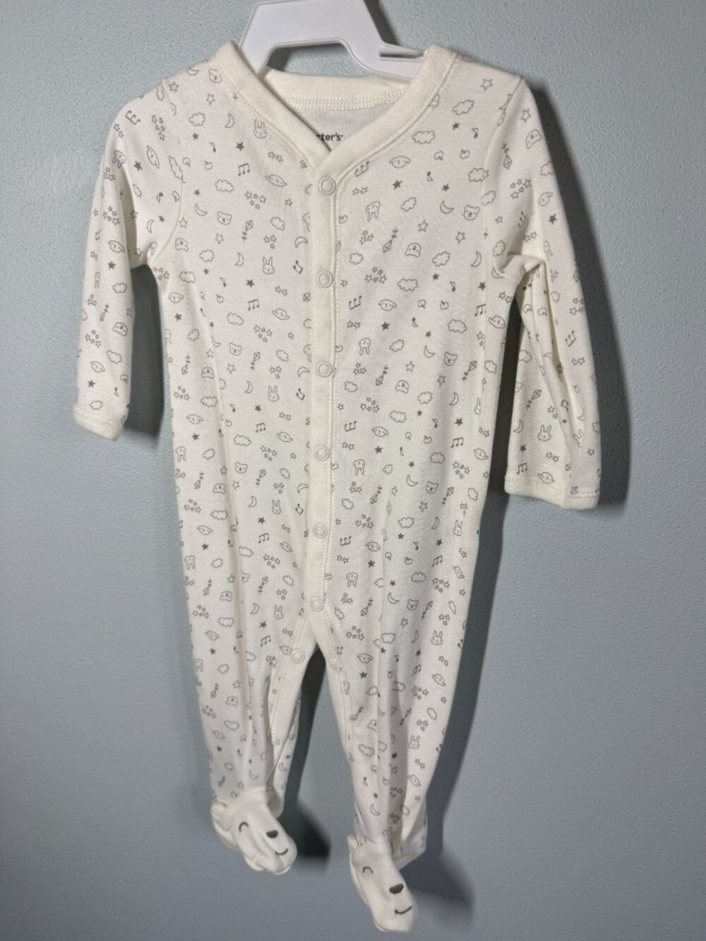 Carter's Baby‎ Sleeper Pajamas 3 Months Footed Button Up One Piece Neutral Print